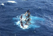 hms bounty submerged in the atlantic ocean