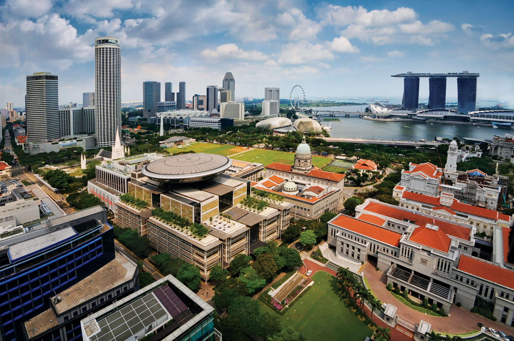 Singapore showing the Marina Bay Sands, cruise area, and Central Business District