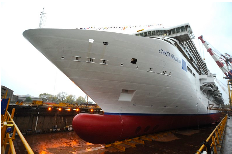 Costa Diadema in Dry Dock under construction